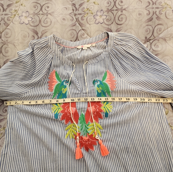 Boden Embroidered Longsleeve Blouse Women Size 10 Blue & white stripe100% Cotton - Picture 8 of 8